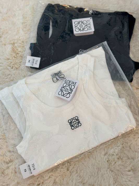 Loewe Ribbed Tank Top – White & Black
