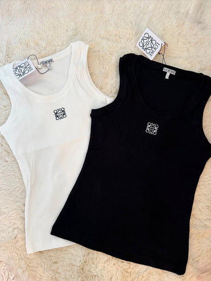 Loewe Ribbed Tank Top – White & Black