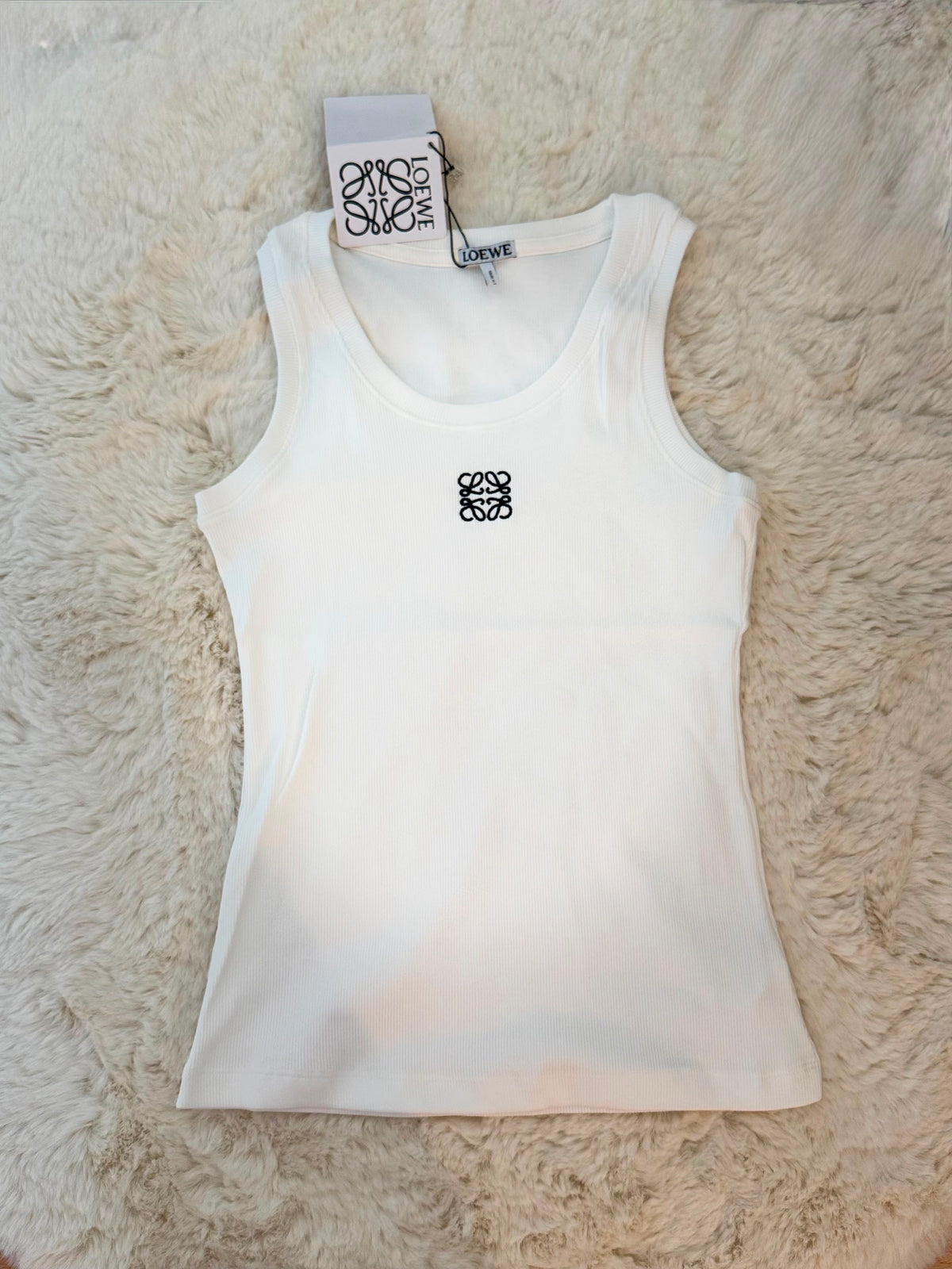 Loewe Ribbed Tank Top – White & Black
