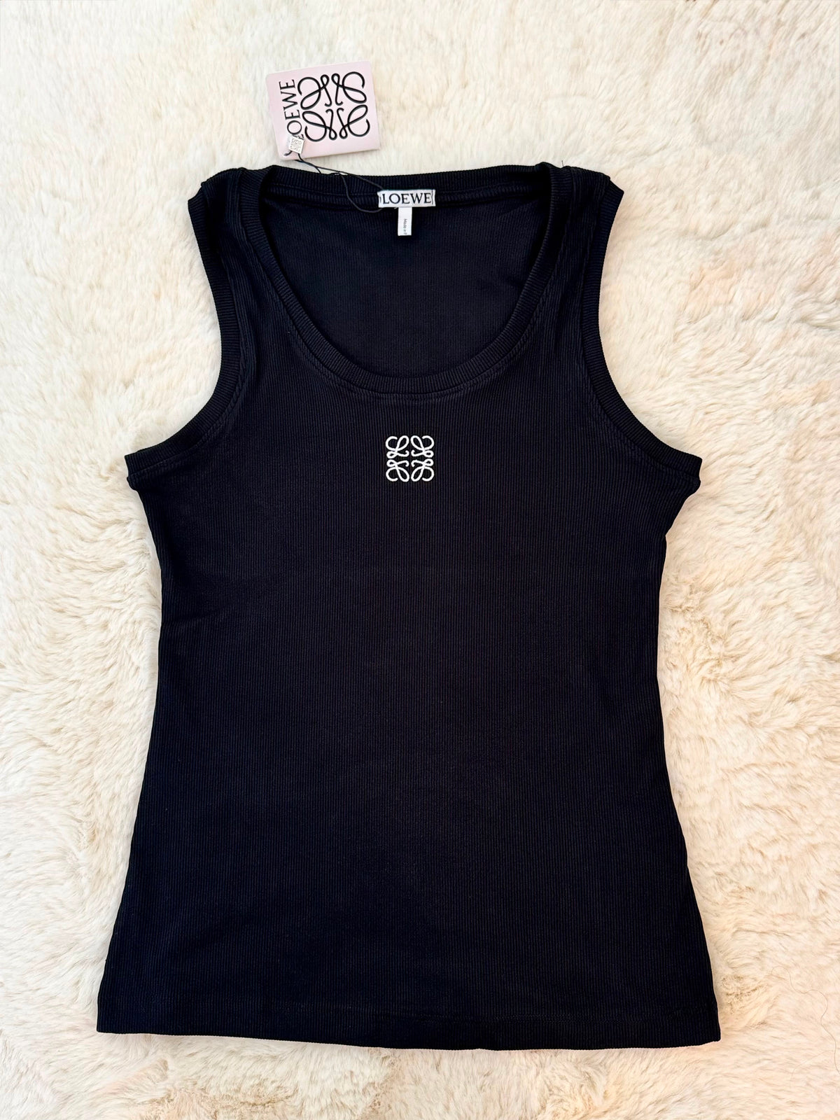 Loewe Ribbed Tank Top – White & Black