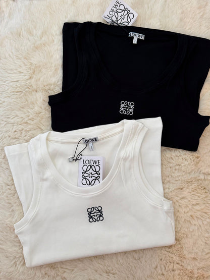 Loewe Ribbed Tank Top – White & Black